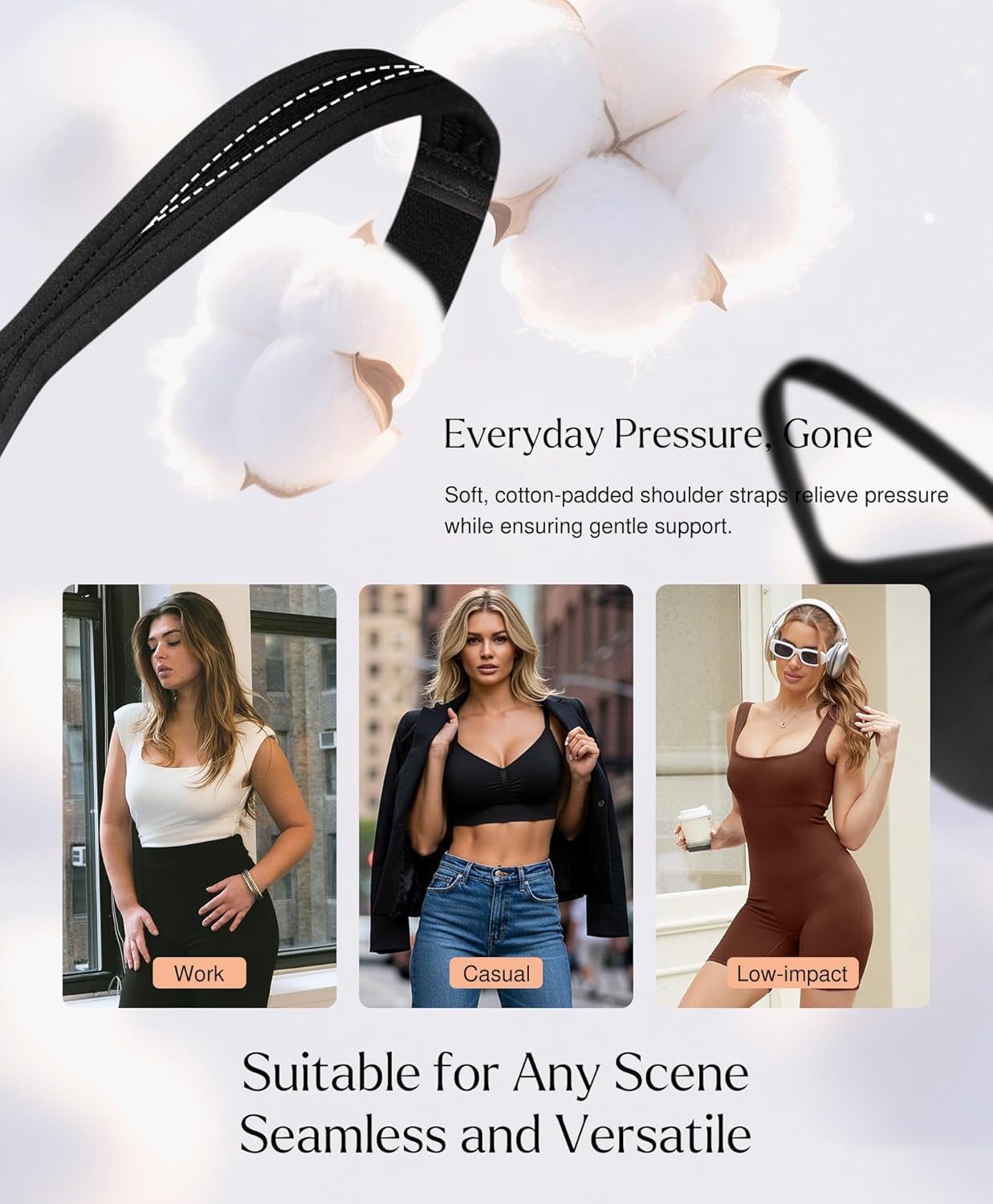 Popilush Wireless Bras for Women Seamless Supportive Bra Full Coverage Comfortable Bralettes with Wide Strap - Image 5