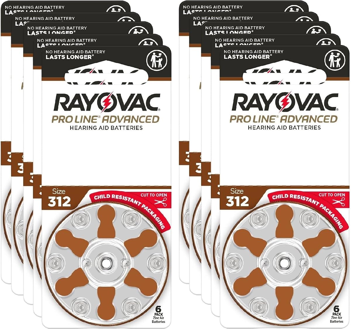 Baterías para audífonos avanzados Rayovac Proline | Talla 312 | La batería más duradera del mundo | Embalaje a prueba de niños (60)