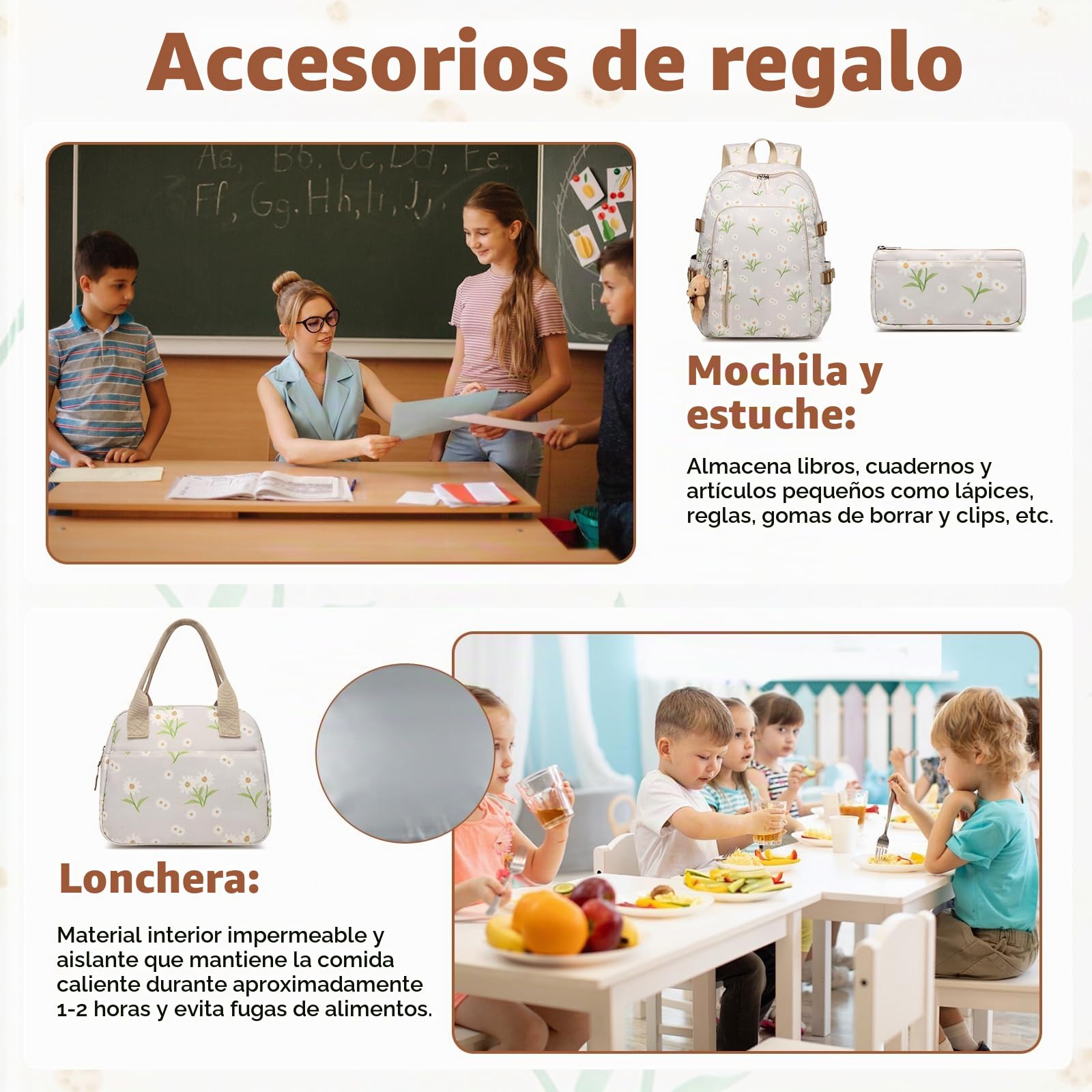 Sea choice Equipaje Infantil Maletas de Viaje Duradero para Niños Maleta con 4 Ruedas Dobles Cierre TSA Juego de Maletas con Mochila Infantil Bolsa (Margarita, Blanco Margarita)