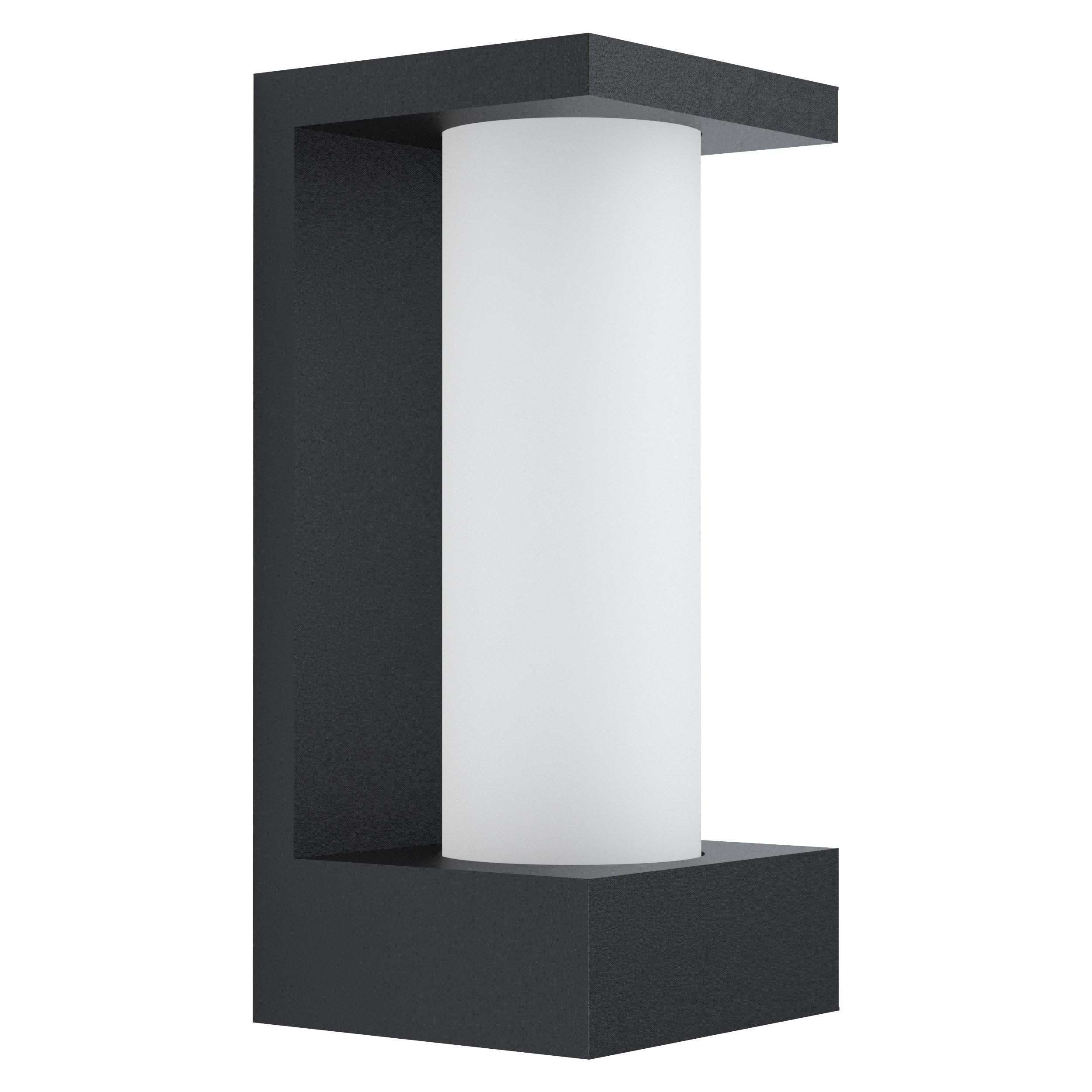 EGLO Cividino LED Outdoor Wall Light, 1-Bulb Outdoor Light, LED Wall Light Made of Cast Aluminium in Black and Satin Glass in White, LED Outdoor Lamp Warm White, IP44