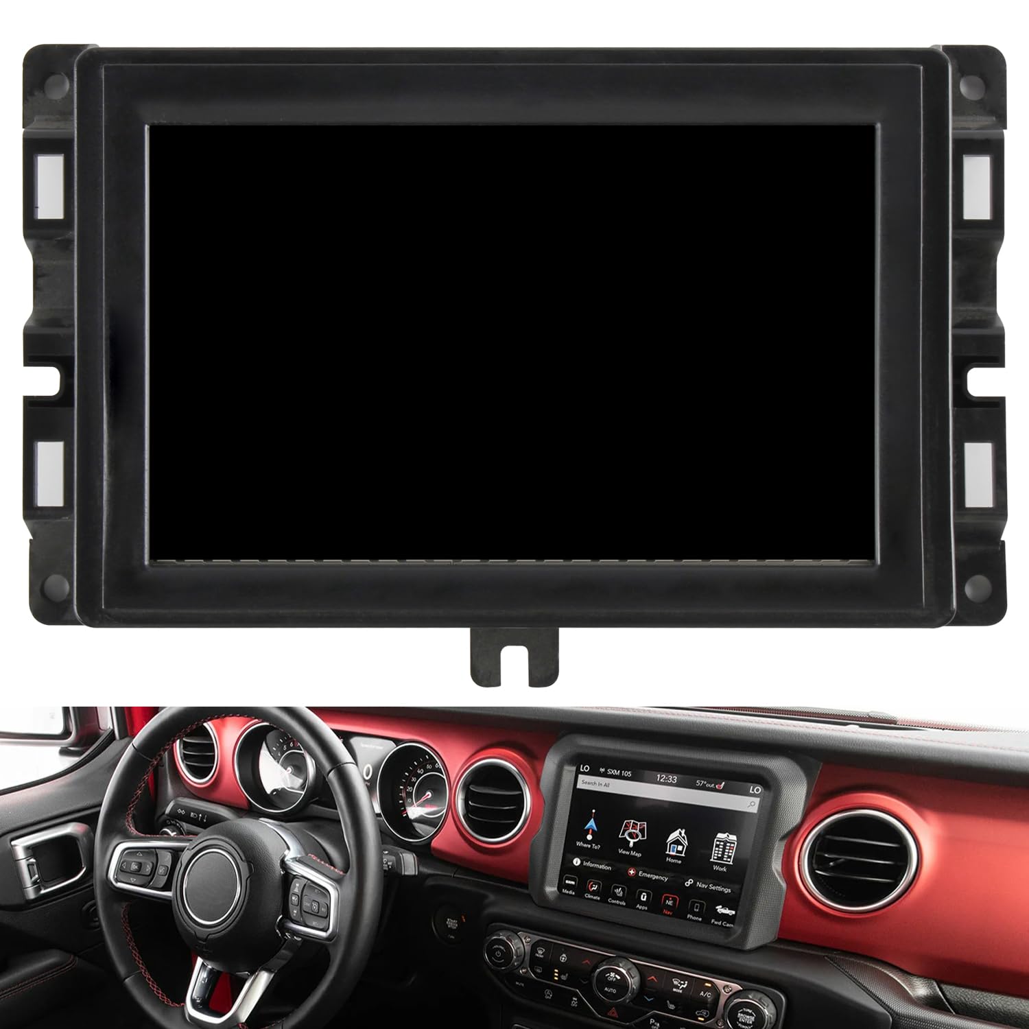AGCUT Replacement 7" Uconnect LCD Display Touch Screen Digitizer for 2017-2020 J-eep Compass Radio N-avigation TDO-WXGA0700K00033-V2 TDO-WXGA0700K00057-V1 LMB-K00057BL with Bracket