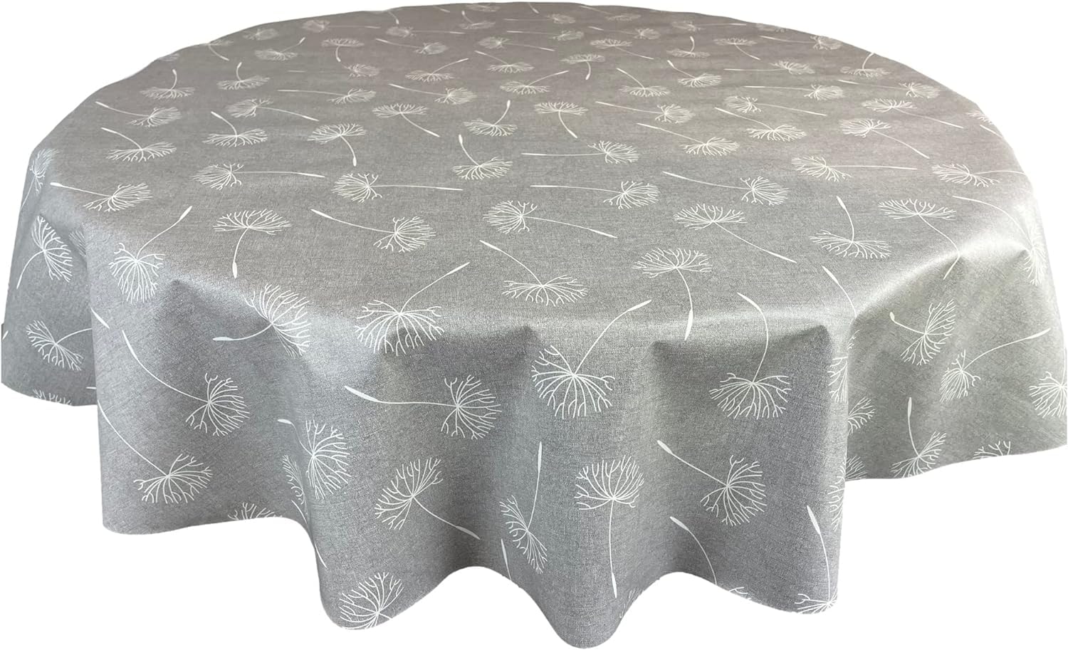 Karina Home Megan Wipe Clean Tablecloth Vinyl PVC Round (Round, 120cm, Grey)