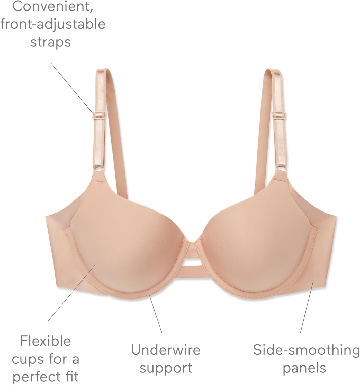 Warner's Womens No Side Effects Underarm-Smoothing Comfort Underwire Lightly Lined T-Shirt Bra 1356 - Image 6