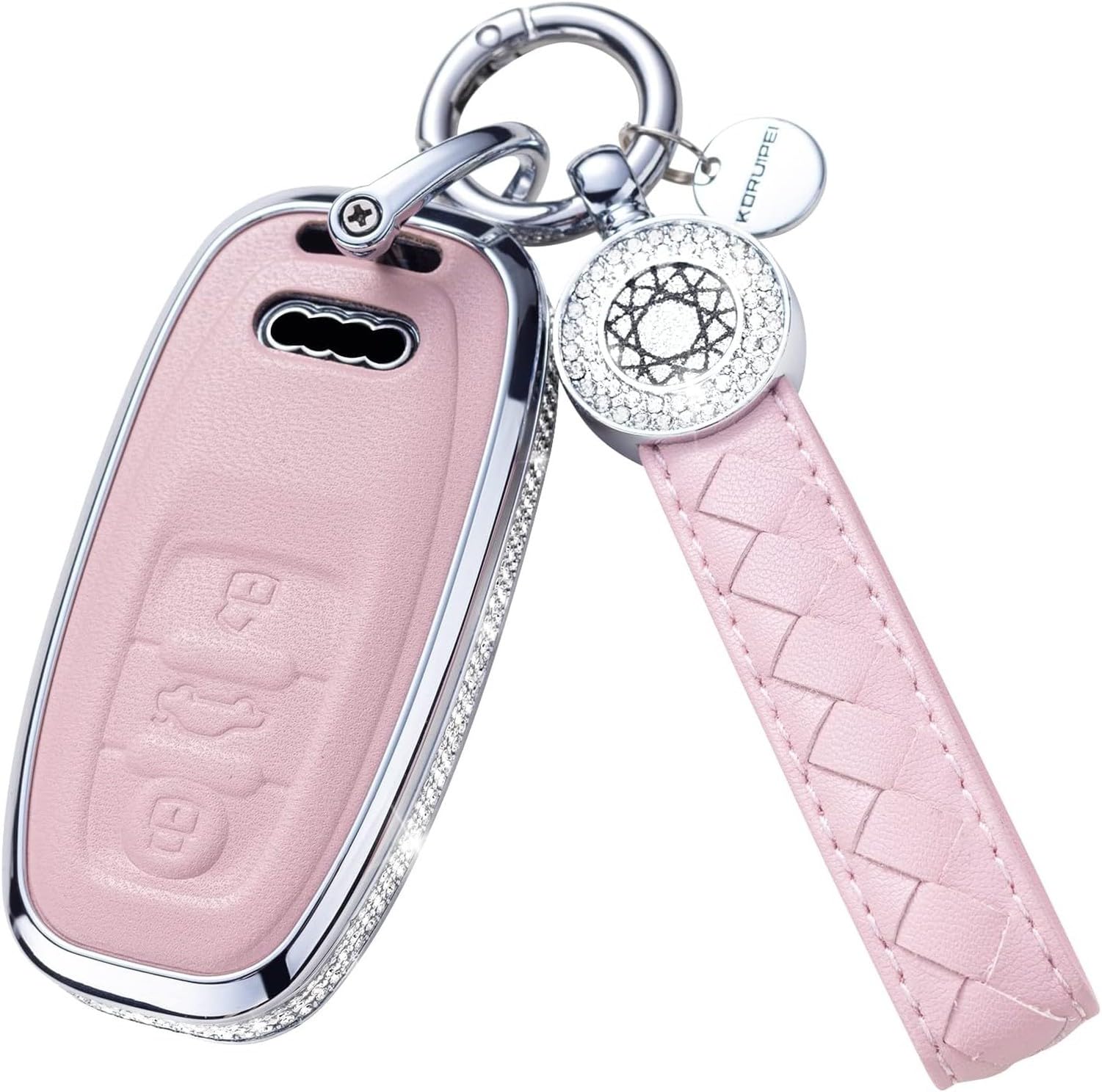 KGAIXN Silicone Key Fob Cover Case with Keychain for Car Keys, Model 3(pink)