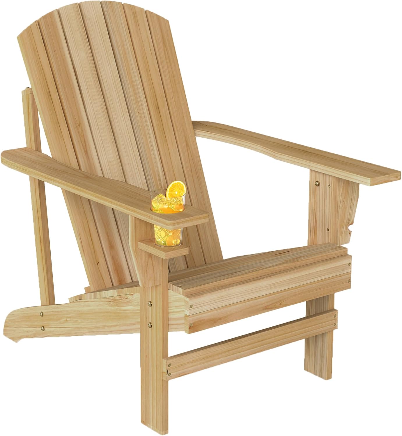 Outsunny Wooden Adirondack Chair with Cup Holder, Kuwait Ubuy