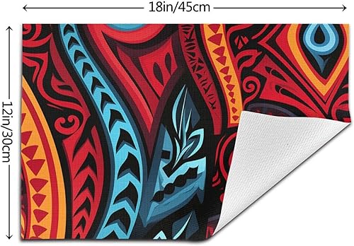 Miniatura 2 de 6 PCS PVC Placemats Set Place Mats Abstract Tribal Pattern Non-Slip Weave Place Mats 12" x 18" Farmhouse Durable Table Mat Set for Family Dinners
