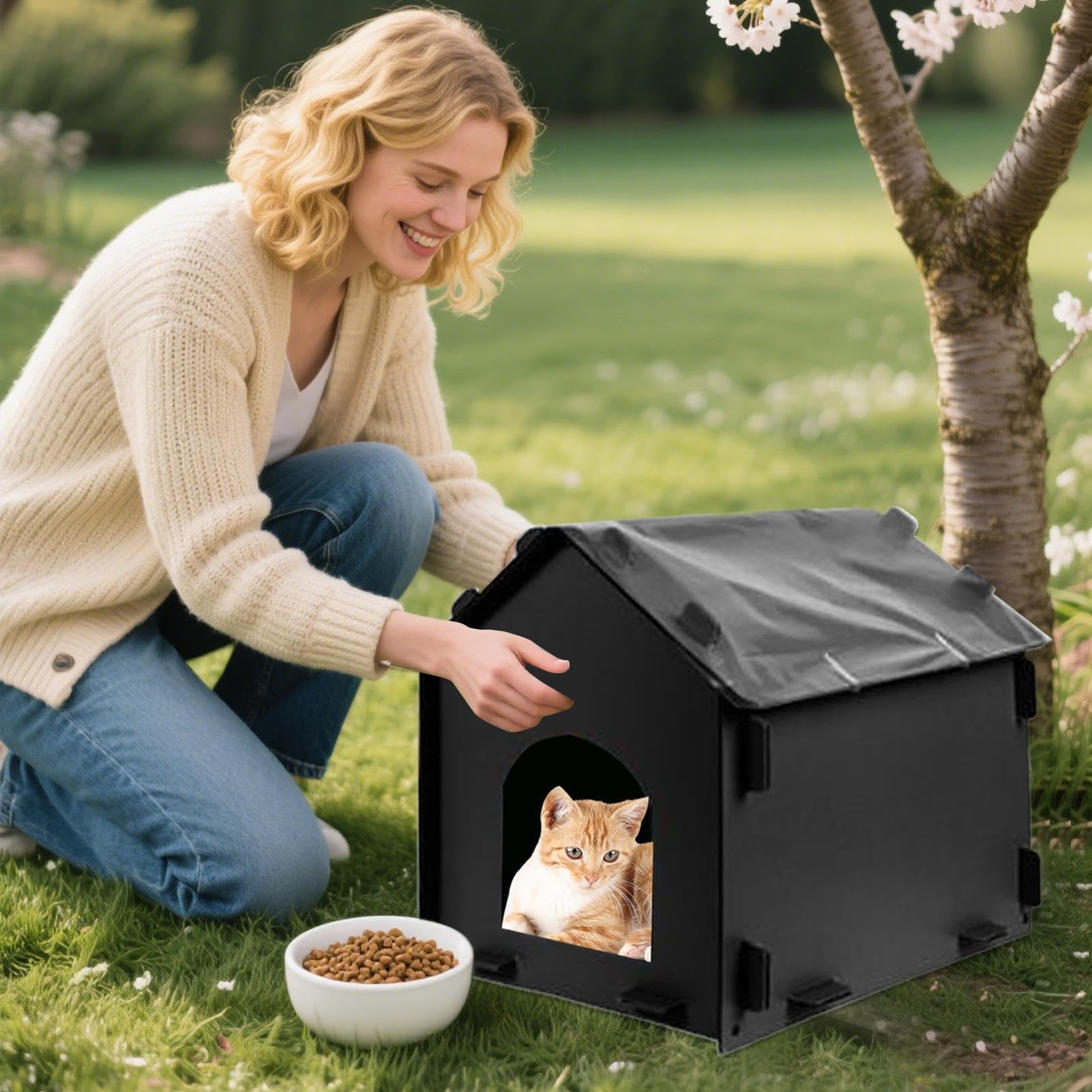 Cuccia Invernale per Gatti Casa Per Animali Domestici Isolata Sicura E | Recinto Per Animali Esterno Rifugio Per Balcone Giardino Patio Parcheggio Garage Strada Comunità