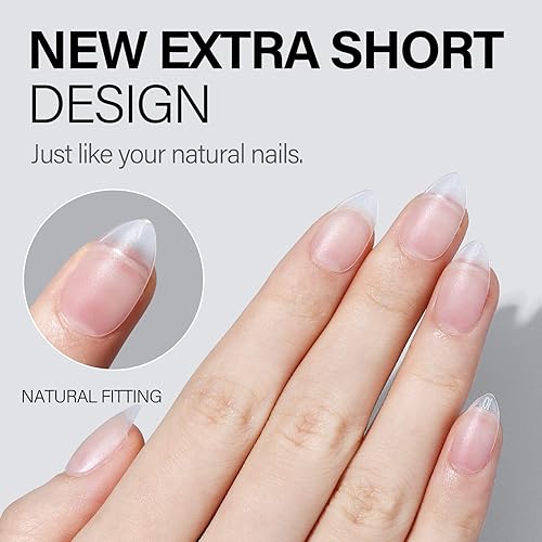 Vista 101 de AILLSA 450 puntas de uñas de gel extra cortas, puntas de uñas de gel de cobertura completa, punta de uñas postizas preliminadas a presión, 15