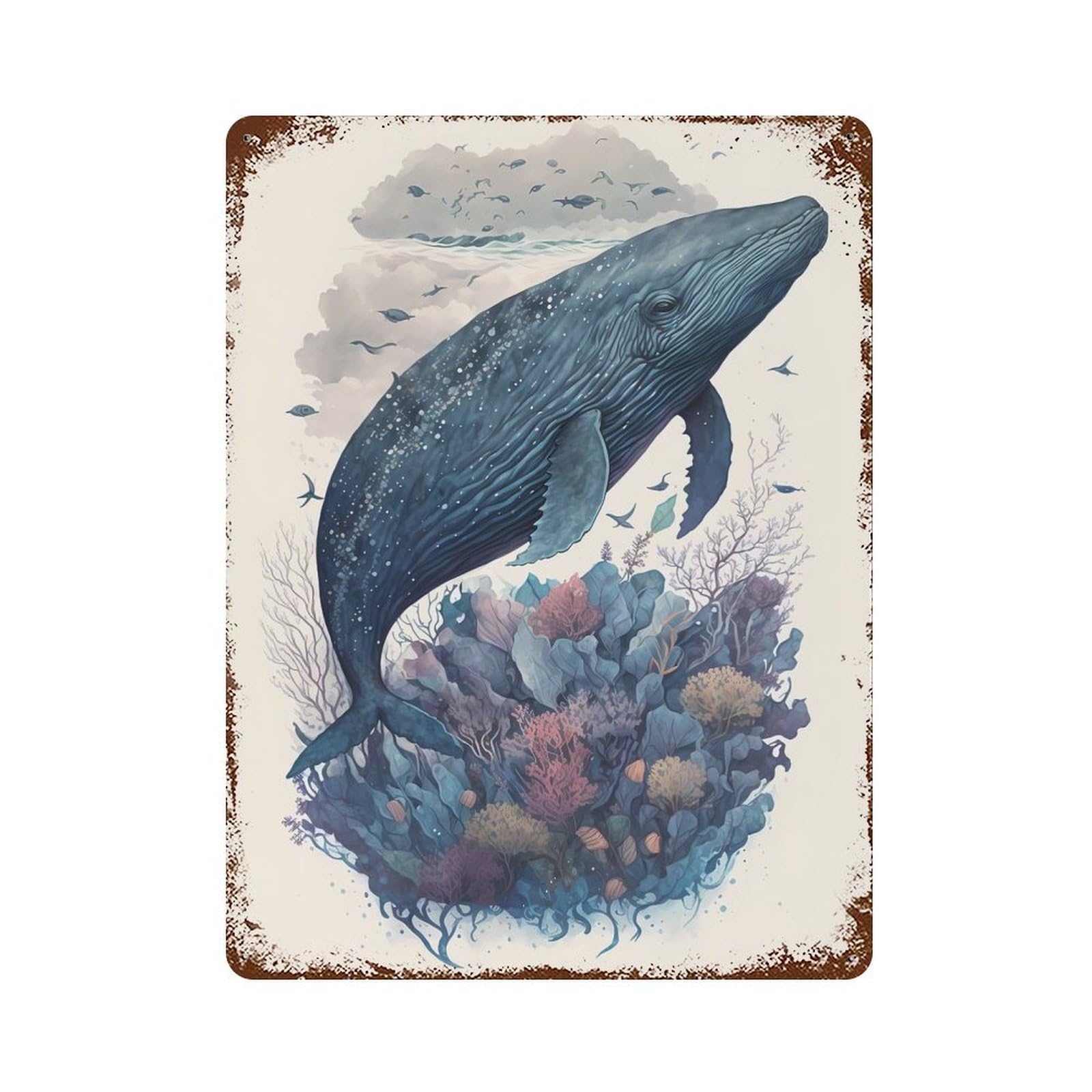 Whale Attractive Retro Metal Sign 15.7"x11.8", for Garage, Bar And Workshop Decor, Shabby Chic Decor