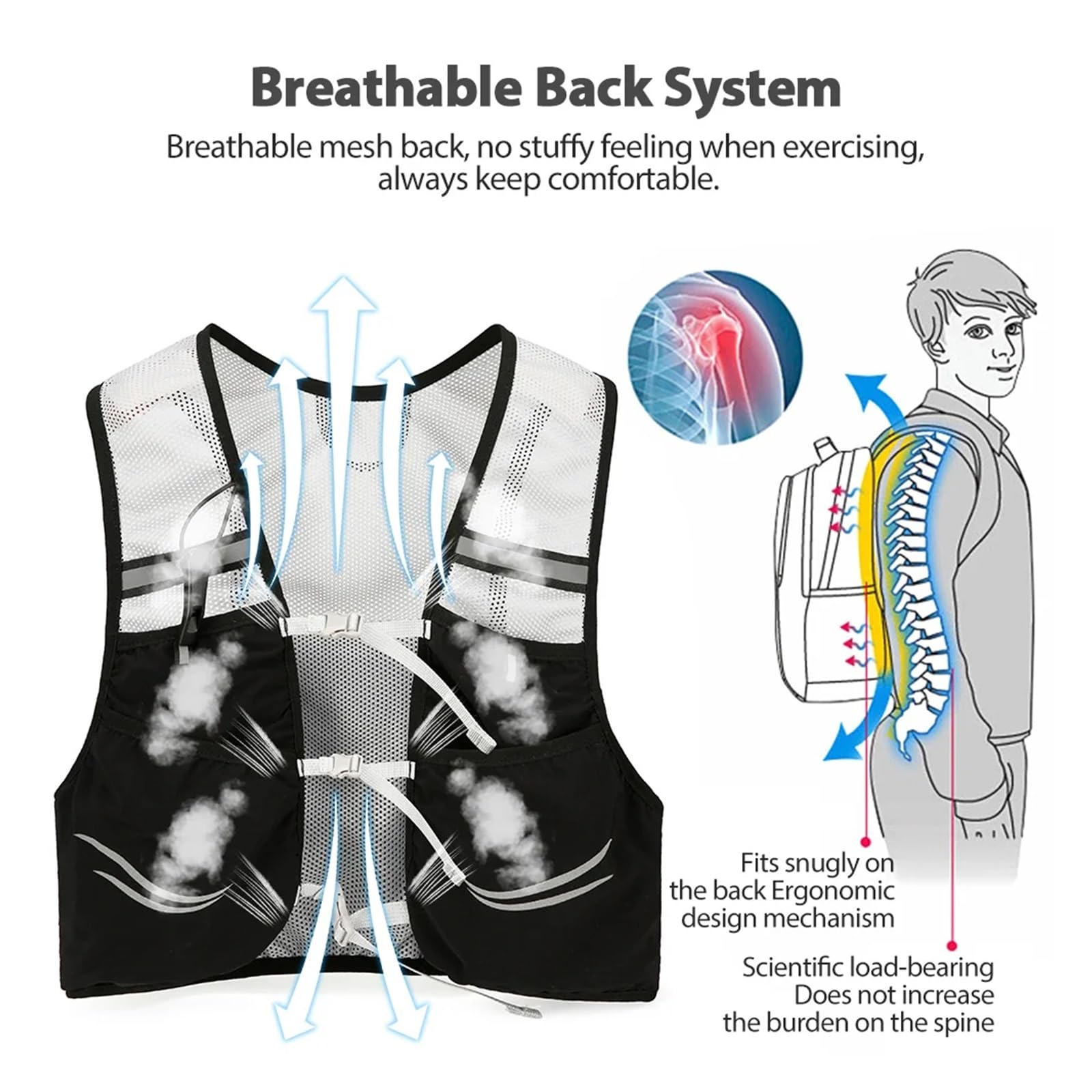 Gilet di idratazione per corsa e ciclismo, zaino da trail running per uomo e donna, ideale per maratone e gare, comoda soluzione di idratazione durante l'esercizio fisico