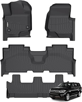 Floor Mats for Ford Expedition MAX 2024 2023 2022 2021 Bench Seat 8 Passenger All Weather Car Floor Mats Expedition Accessories Rubber Liners