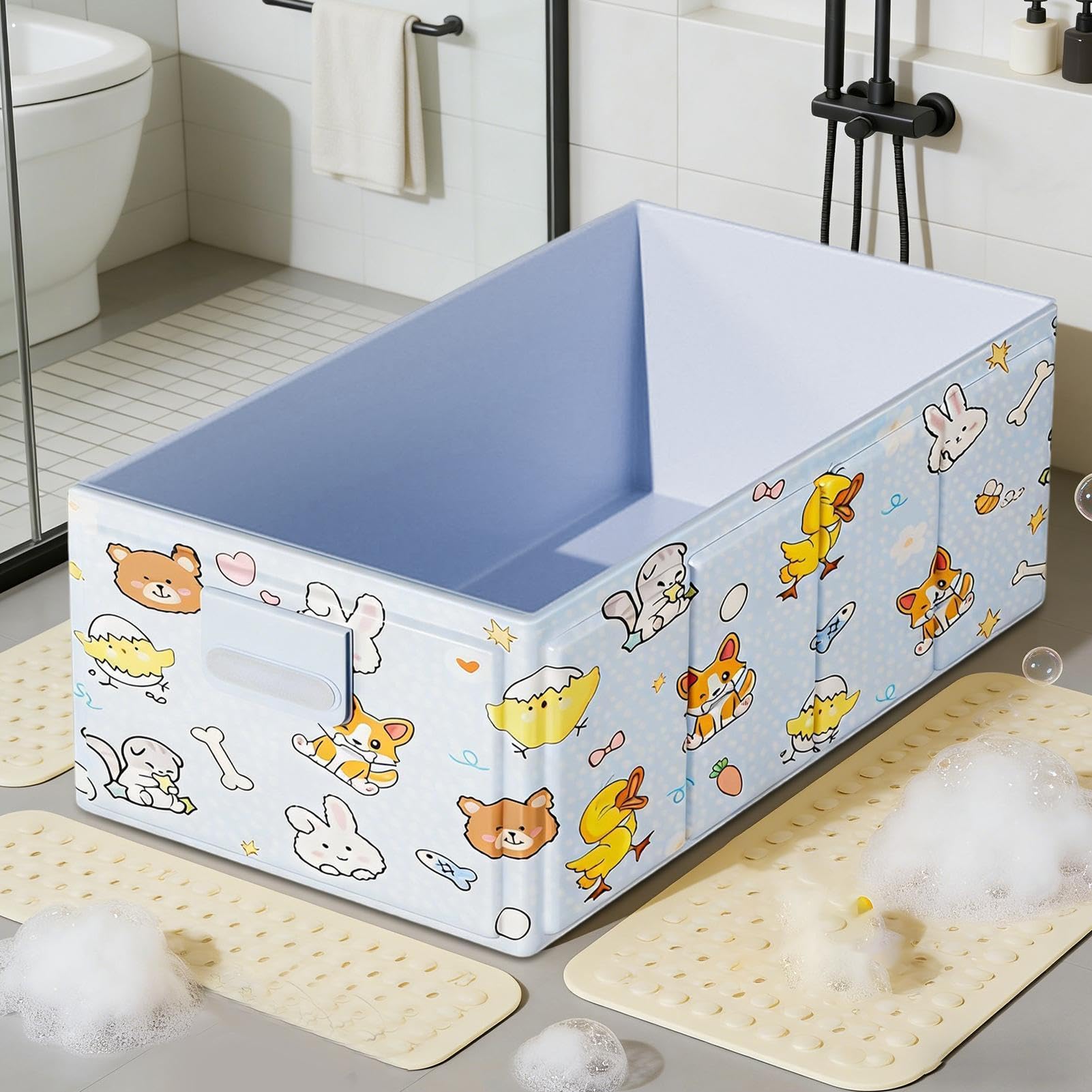 Vasca da bagno portatile Design con Tappo di Scarico | Vasca da bagno portatile per Bambini, SPA, Camper, Bagno, Viaggio, Balcone, Esterni, Interni