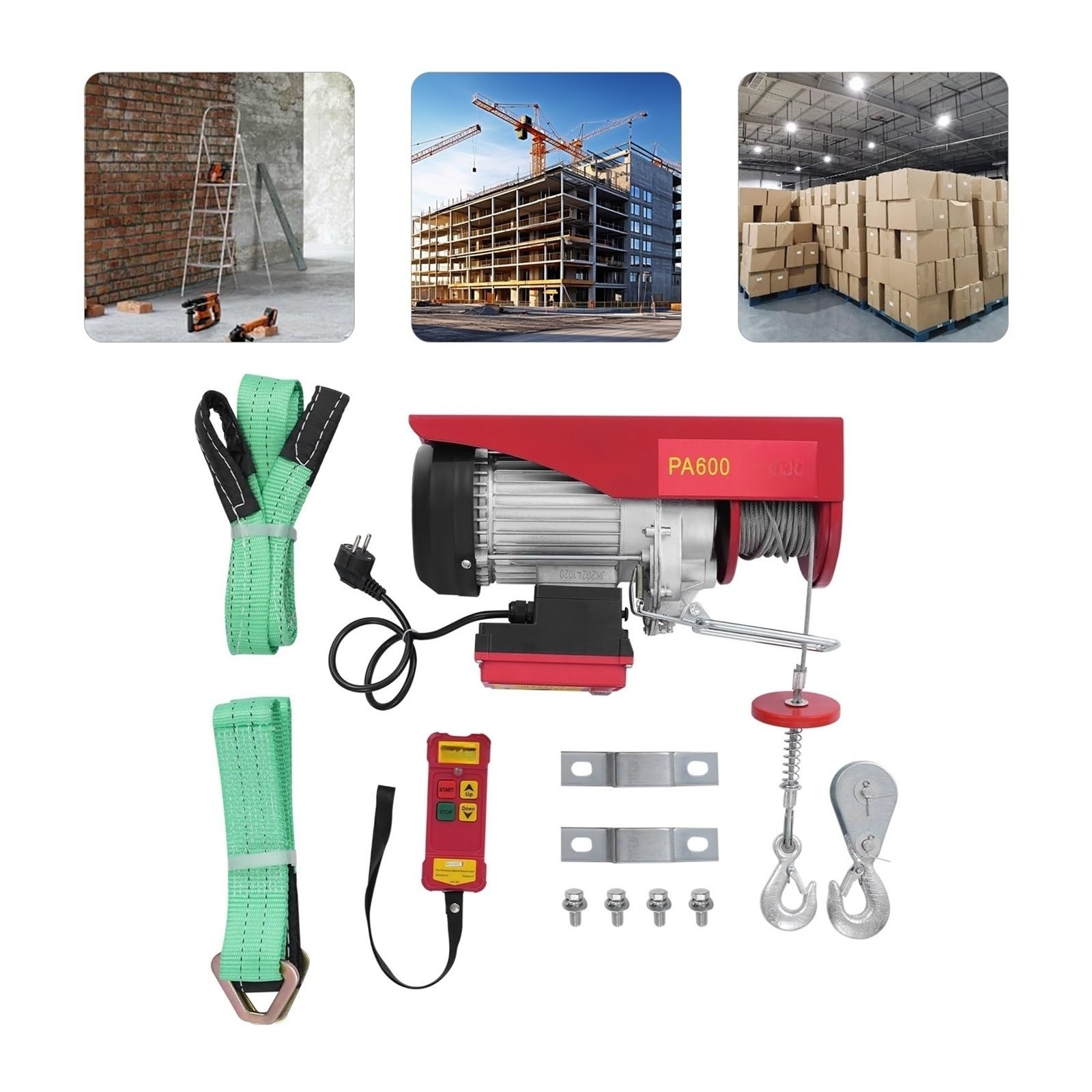 1200 W Elektro-Hebezeug, 600 Kg, Kabellose Steuerung, Elektrische Winde, Elektrischer Blockkran, Hochleistungs-Hebewerkzeug Elektrischer Hebezeug-Stützarm flaschenzug