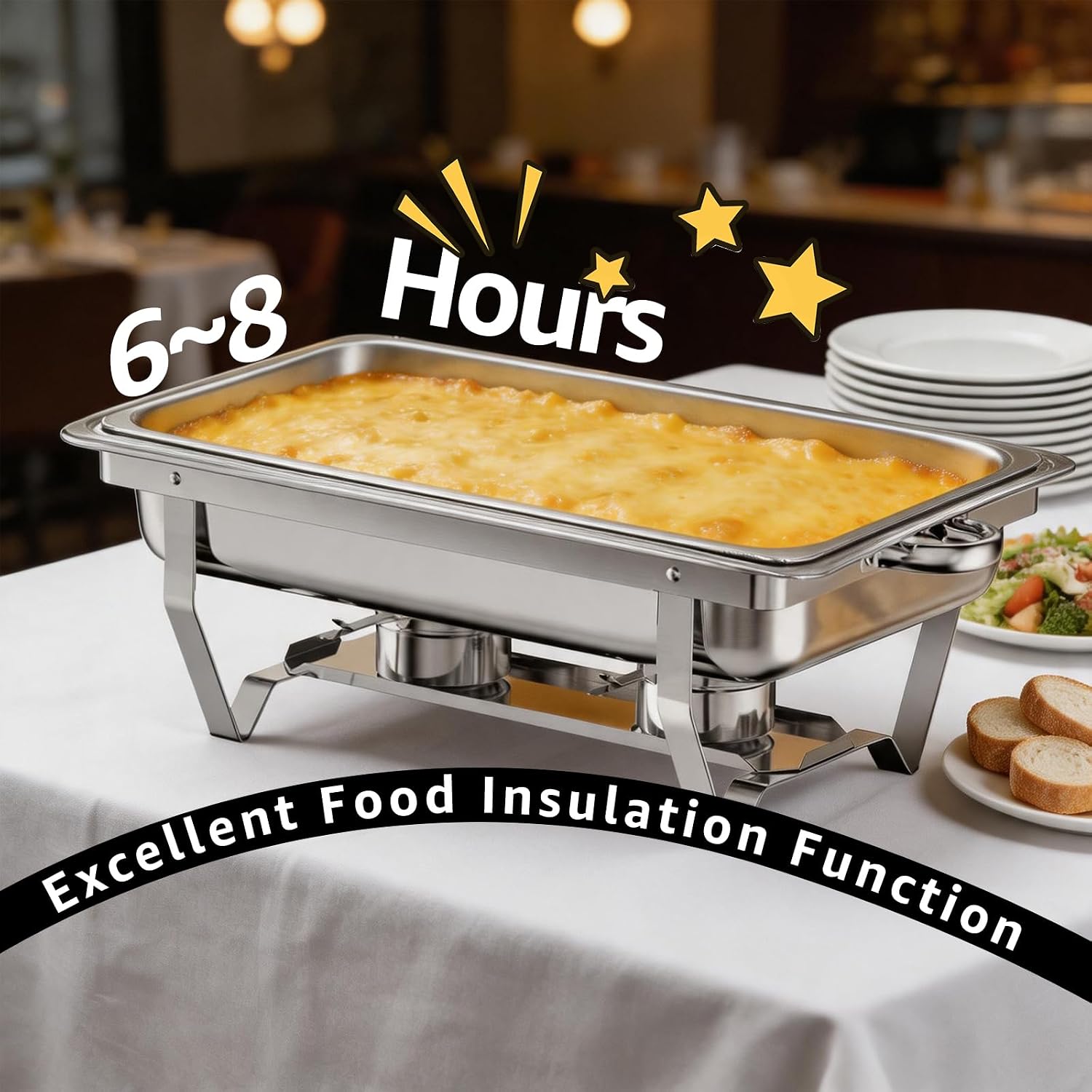 Chafing Dishes for Buffet, 5 Pack 9QT Stainless Steel Chafing Dish Set for Home Parties, Christmas Gatherings, Catering Events Complete Buffet Warmer Set (Silver 5)
