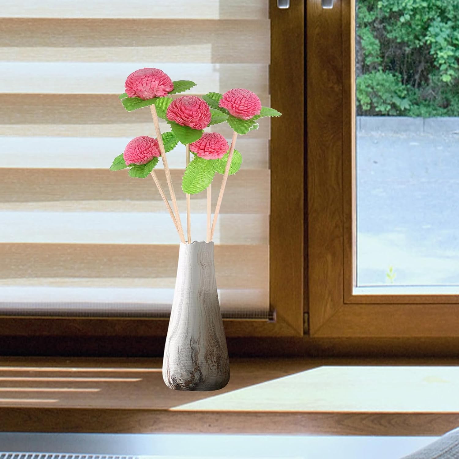 Beavorty 5pcs Flower Reed Diffuser Sticks with Artificial Blossoms