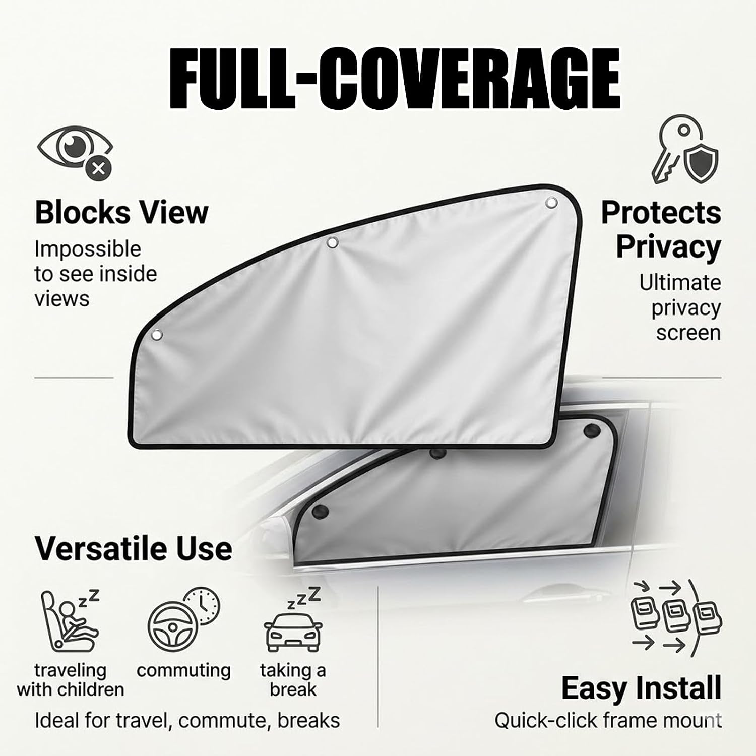 2026 Upgraded Car Shades for Side Windows,Front Car Window Shades with Suction Cups for Sun & Privacy Protection,Universal Cars Sun Shade Side Window for SUV Sedan (Front Window/2PCS)