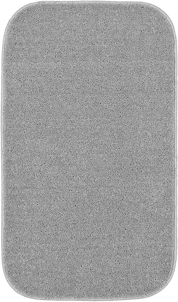 Garland Rug Sedona Bath Rug, Soft Absorbent Plush Bath Rugs, Non-Slip, Quick Drying, Machine Washable, Comfort for Bathroom Floor, Tub and Shower, 4 Piece Bathroom Rug Set (No Lid) Silver