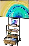 Roulement TV Stand avec roues et monture & Tiroir de tissu - Centre de divertissement avec Power Outlet et Small TV Stand pour chambre, salon - 15" noir