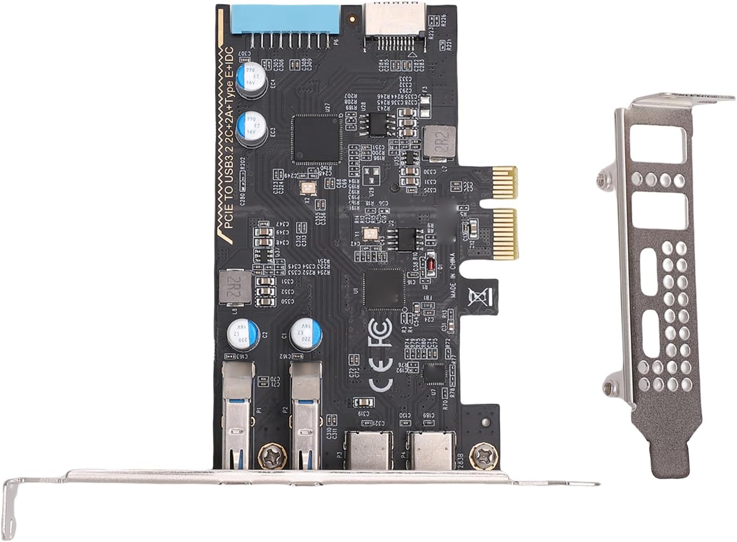 Zopsc PCIe to USB Card, 4 Port USB 3.2 Gen 1 Expansion Card with 2 Type C and 2 Type A Ports, 10Gbps Data Transfer, Plug and Play for PC, Desktop Internal Installation