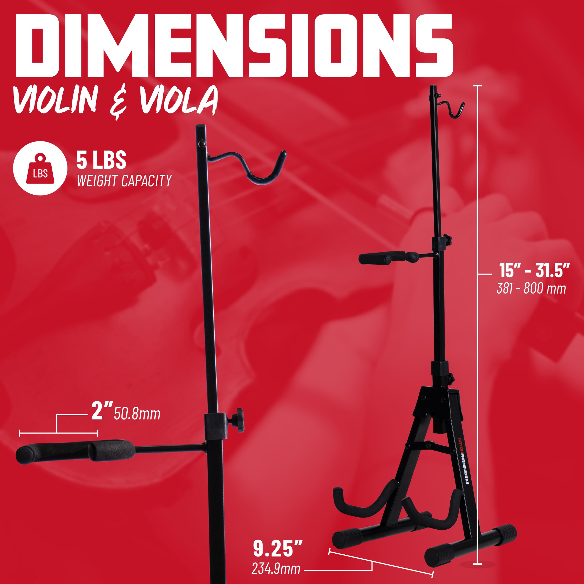 Gator Frameworks Recital Series Verstellbarer Ständer für Violine & Bratsche (GFW-BNO-VLNVLA)