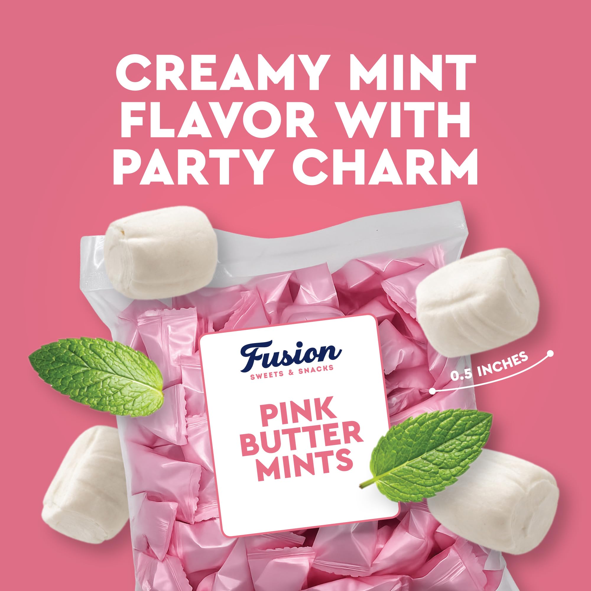 Pink Buttermints, 100 unidades, envueltos individualmente, dulces para baby shower | Sabor clásico a menta mantecosa, ideal para revelaciones de género, bolsas de golosinas y fiestas de bienvenida para bebés