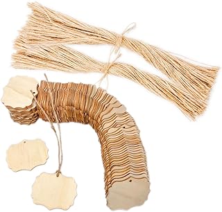 200 Pcs 2.4 Inch Quatrefoil Wooden Tags with Jute Crafts Unfinished Wood Gifts Tags (2.4X 2 in)