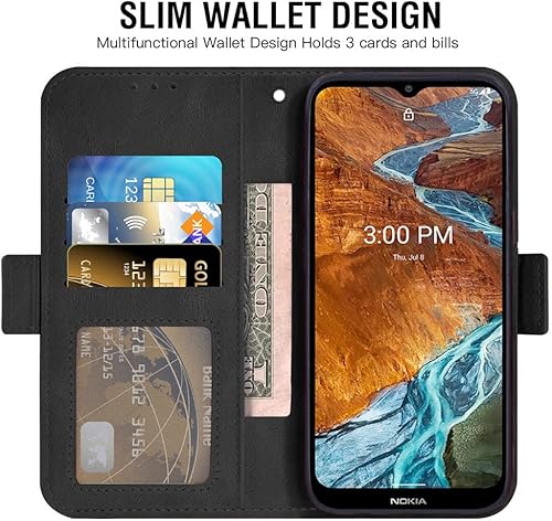 Miniatura 2 de Asuwish Compatible con Nokia G300 5G N1374DL - Funda tipo cartera y protector de pantalla de vidrio templado, soporte para tarjetas de cuero,