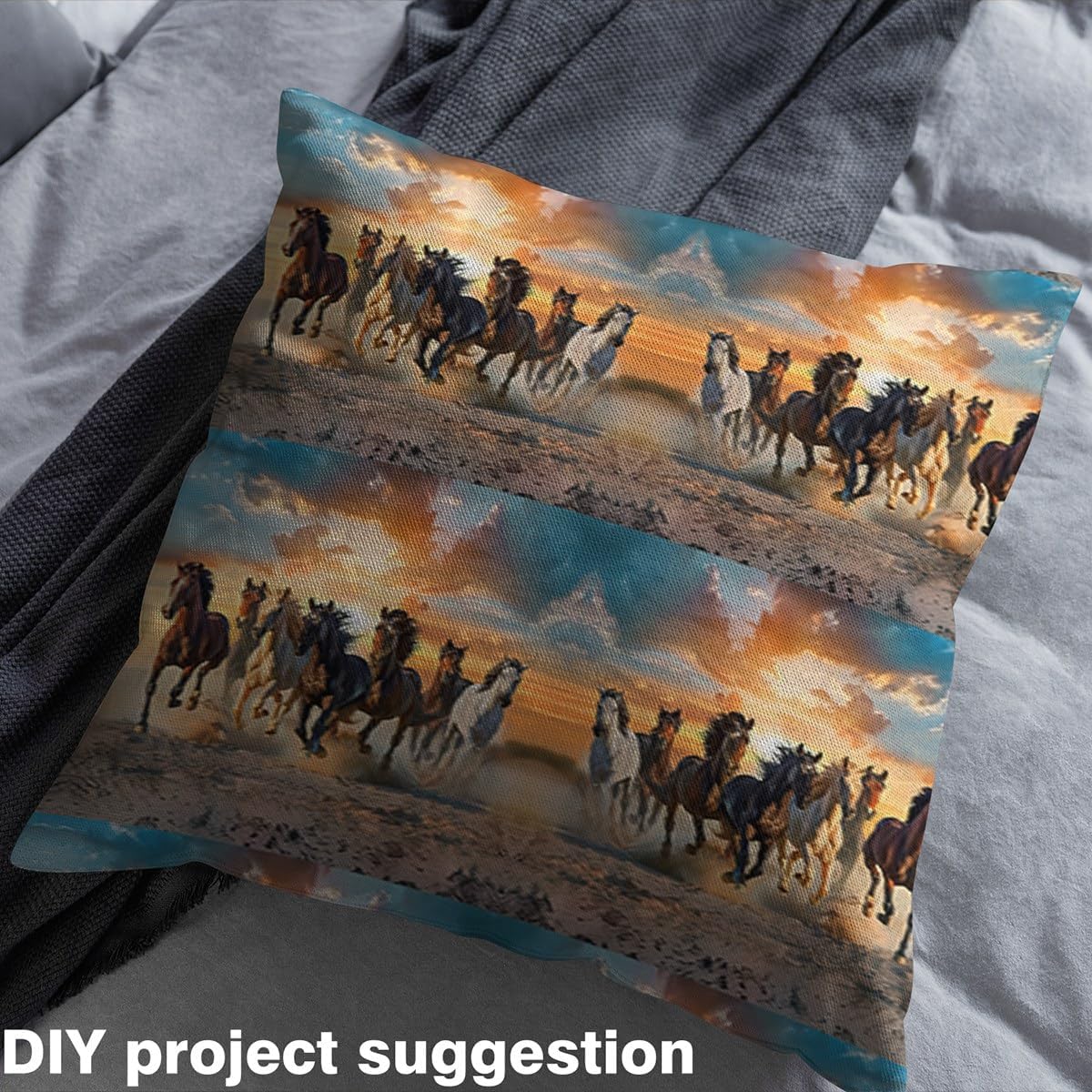 Feelyou Horse Upholstery Fabric for Chairs Kids Galloping Horses Fabric by The Yard 5 Yards Farmhouse Wild Animal Waterproof Outdoor Fabric Women Men Room Decor Western Cowboy DIY Reupholstery Fabric