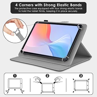 DETUOSI Universal 11 inch Tablet Case,11.5 inch Tablet Cover,Portable Protective Folio PU Leather Shell Casewith 4 Fixed Rings for All Kinds of 11-12 inch Android/iOS/Windows Tablet