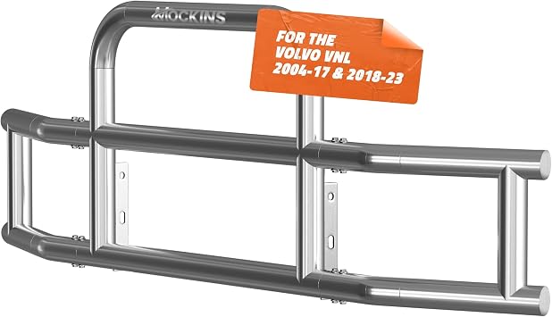 Mockins Stainless Steel Front Bumper Guard for Trucks Model Volvo VNL Semi-Truck Years 2004-2017 & 2018-2023 | All-Weather 7.5 Ft. Grille Guard 90x11.5x25.5 for Mounting Bracket Sets