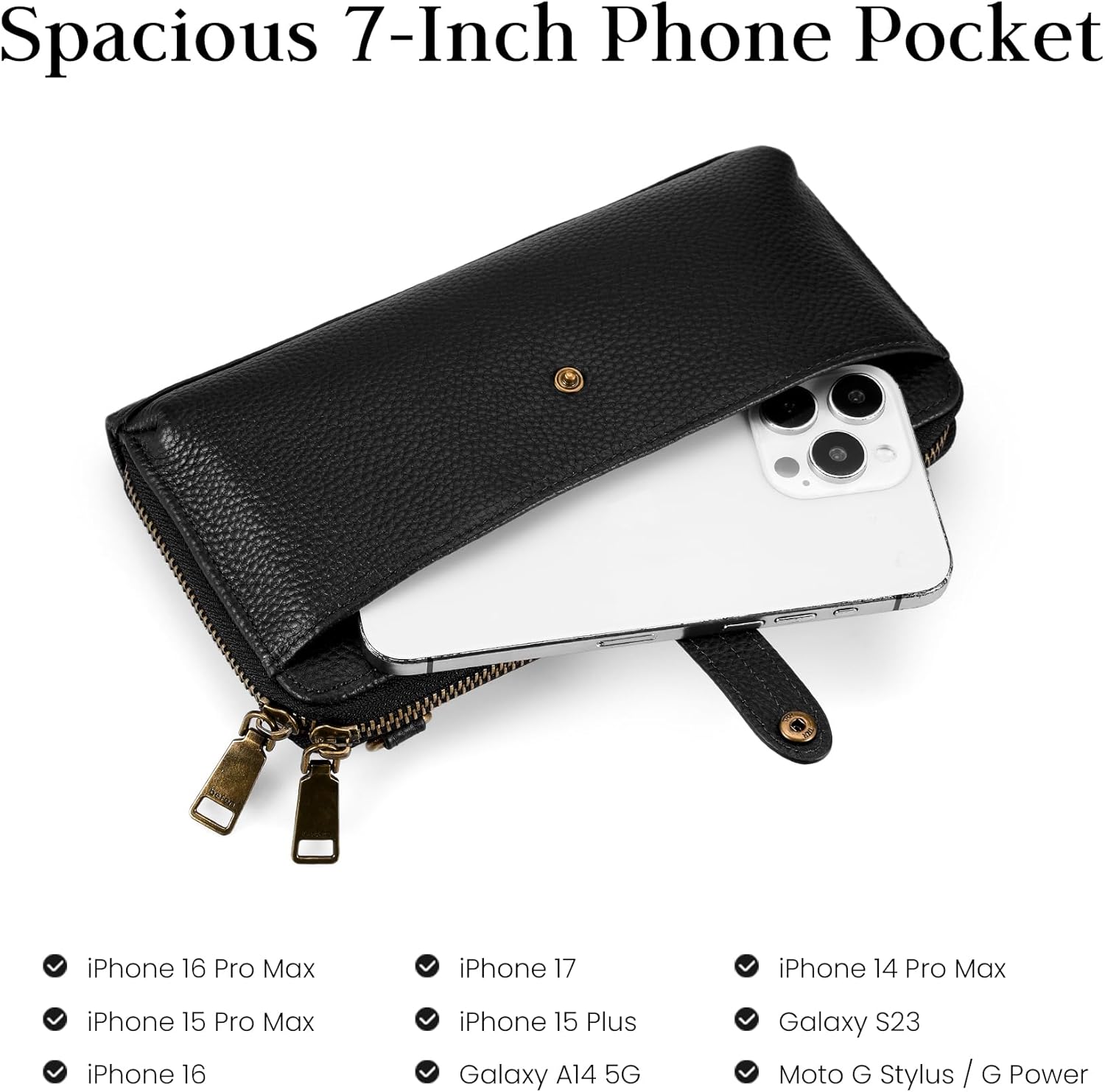 befen Leather Wristlet Wallet for Women Cell Phone Purse with Built in Wallet Vintage Leather Crossdody Bag Clutch Purse - Image 5