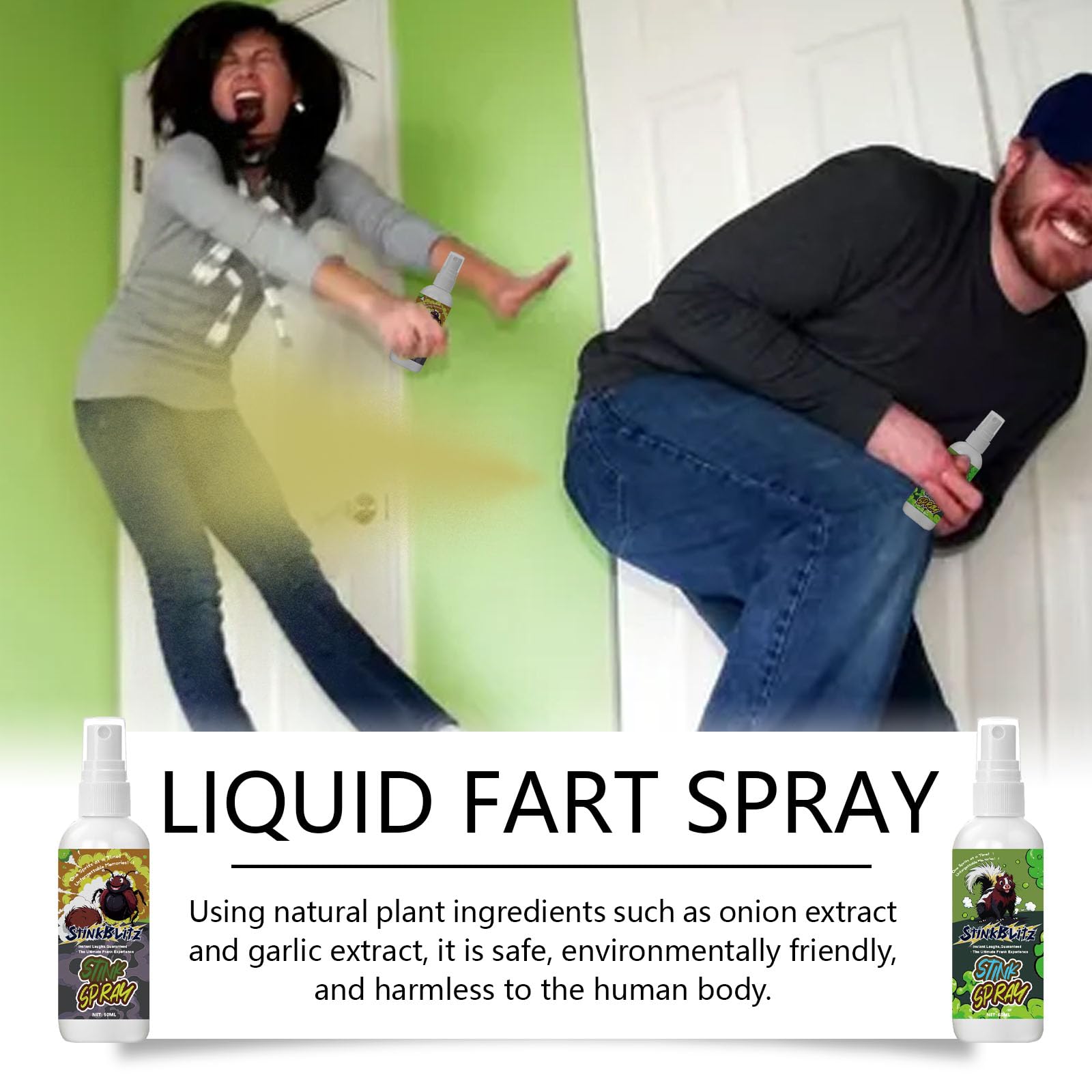 Spray Puzzolente Liquido per Scherzi, Spray per Scoregge Liquido, Spray Puzzolente, Scherzi Divertenti, Spray Cacca, Scherzartikel Furz-Spray per Halloween Party Adulti 50ml×2