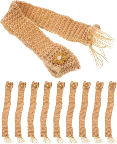 EXCEART Mini bufanda de Navidad, mini bufanda de punto, 10 unidades, bufanda en miniatura, botella de vino, bola de pelo, muñeca de punto, accesorio