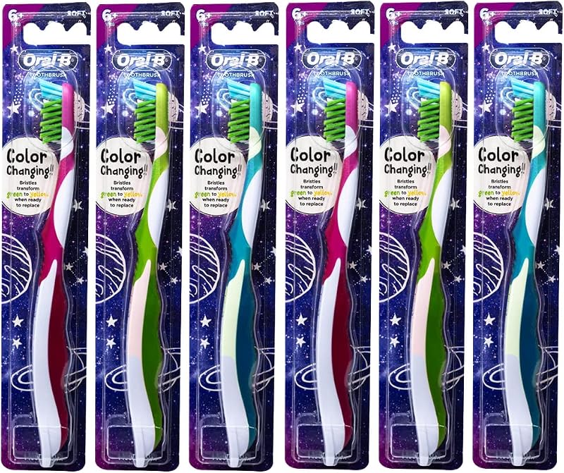 Oral-B Pro-Health Junior CrossAction Galaxy cepillo de dientes, a partir de 6 años, suave, paquete de 6