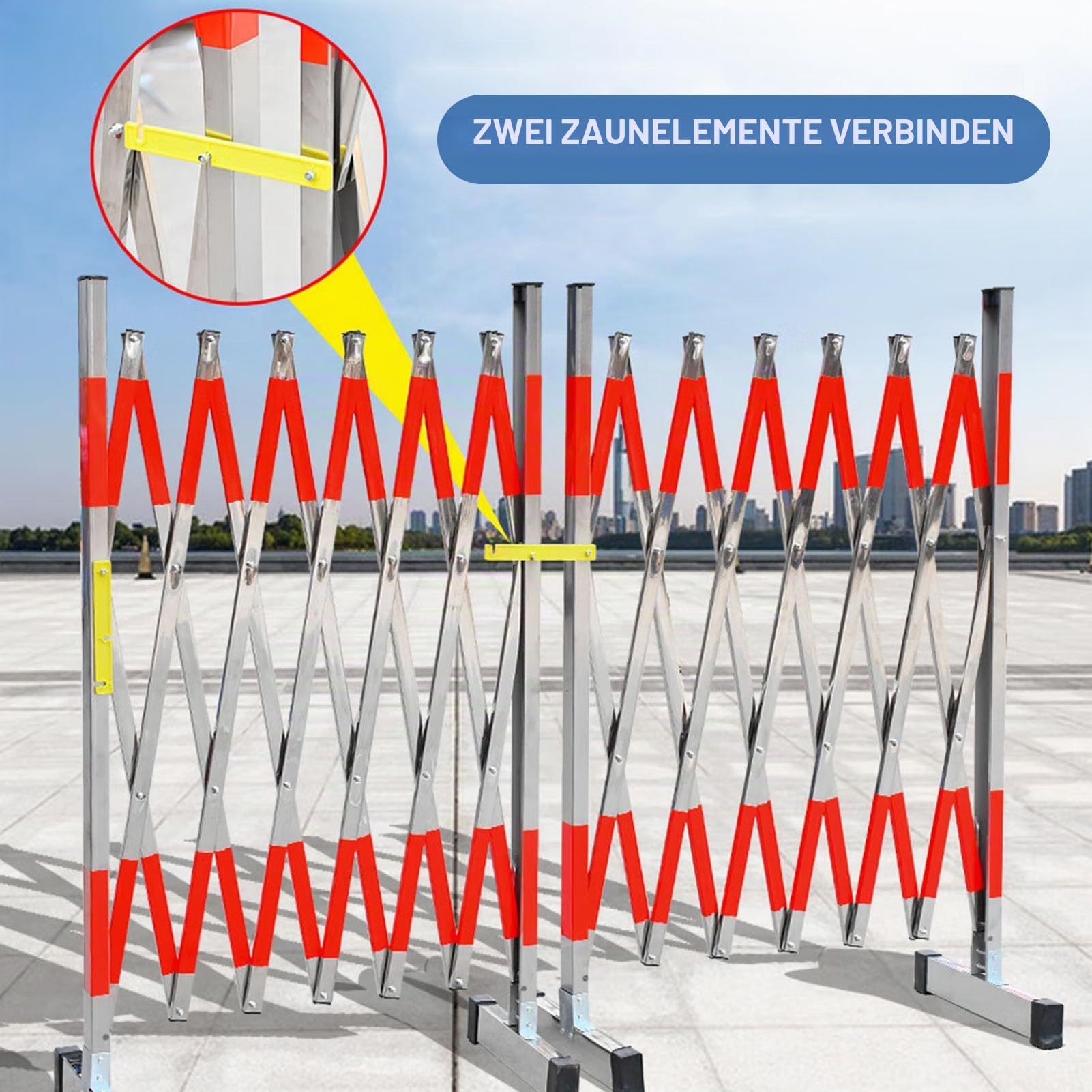 Absperrgitter baustelle, Scherensperre Rostfreie Stähle, Warnwirkung Schrankenzaun Outdoor Sperrgatter 1.2x2.5m, Absperrschere Ausziehbar Mit Abschließbare Riemenscheiben privaten gewerblichen (Rot)