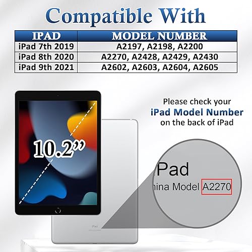 Miniatura 2 de Funda para iPad de 987 generación 202120202019 de 10.2 pulgadas, soporte de visión multiángulo de 10.2", funda Folio Smart Auto WakeSleep para iPad