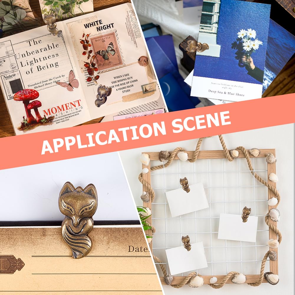 Craspire Clip En Métal Pour Journal De Chat Mignon Vintage Pour Carnet De Voyage Livre Facture Classeur Porte Clips Alliage Bronze Antique Décoratif Pour Les Voyageurs Du TN Art Lecture