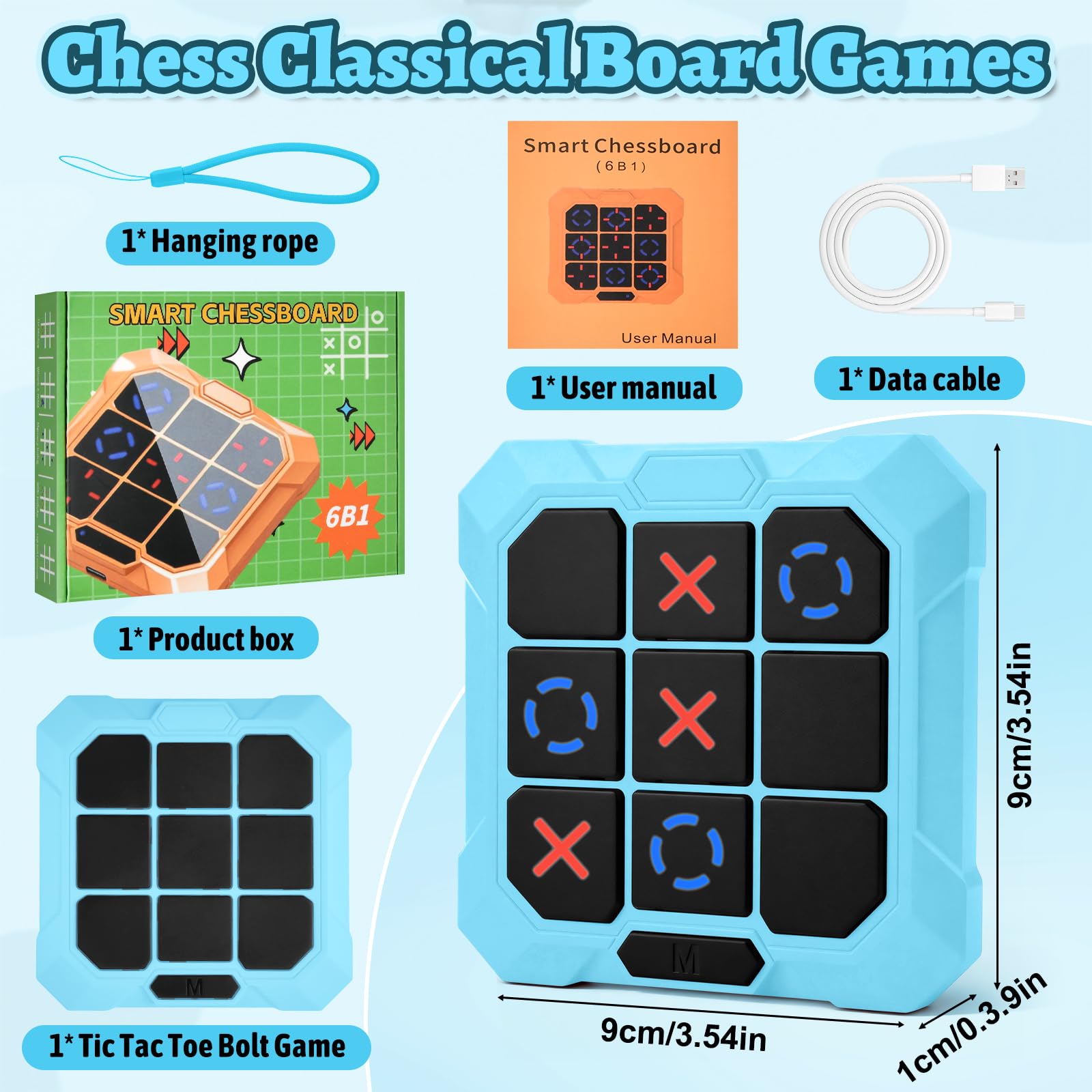 Vibbang 6 en 1 Tic Tac Toe Bolt Game, Jeu de Tic-Tac-Toe électronique Rechargeable avec Fonction de Mise en Sourdine,Jouet de Puzzle Portatif pour jeu Vibbang 6 en 1 Tic Tac Toe Bolt Game, Jeu de Tic-Tac-Toe électronique Rechargeable avec Fonction de Mise en Sourdine,Jouet de Puzzle Portatif pour jeu