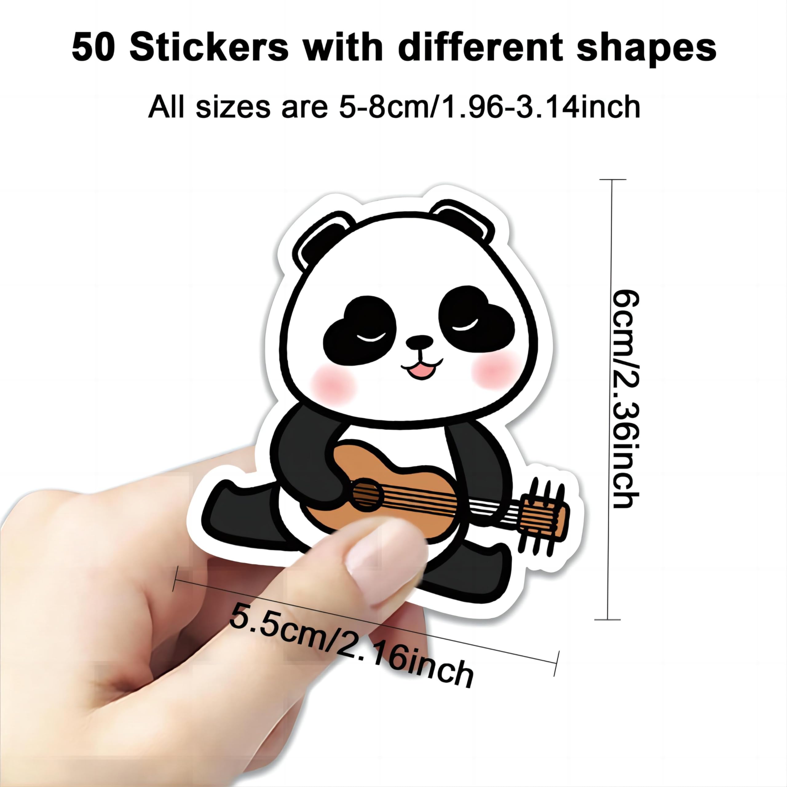 Amaxiu Lot de 50 autocollants panda mignons, vinyle autocollants panda imperméables en animaux Stickers esthétiques autocollants décoratifs de dessin animé pour bouteille ordinateur guitare album