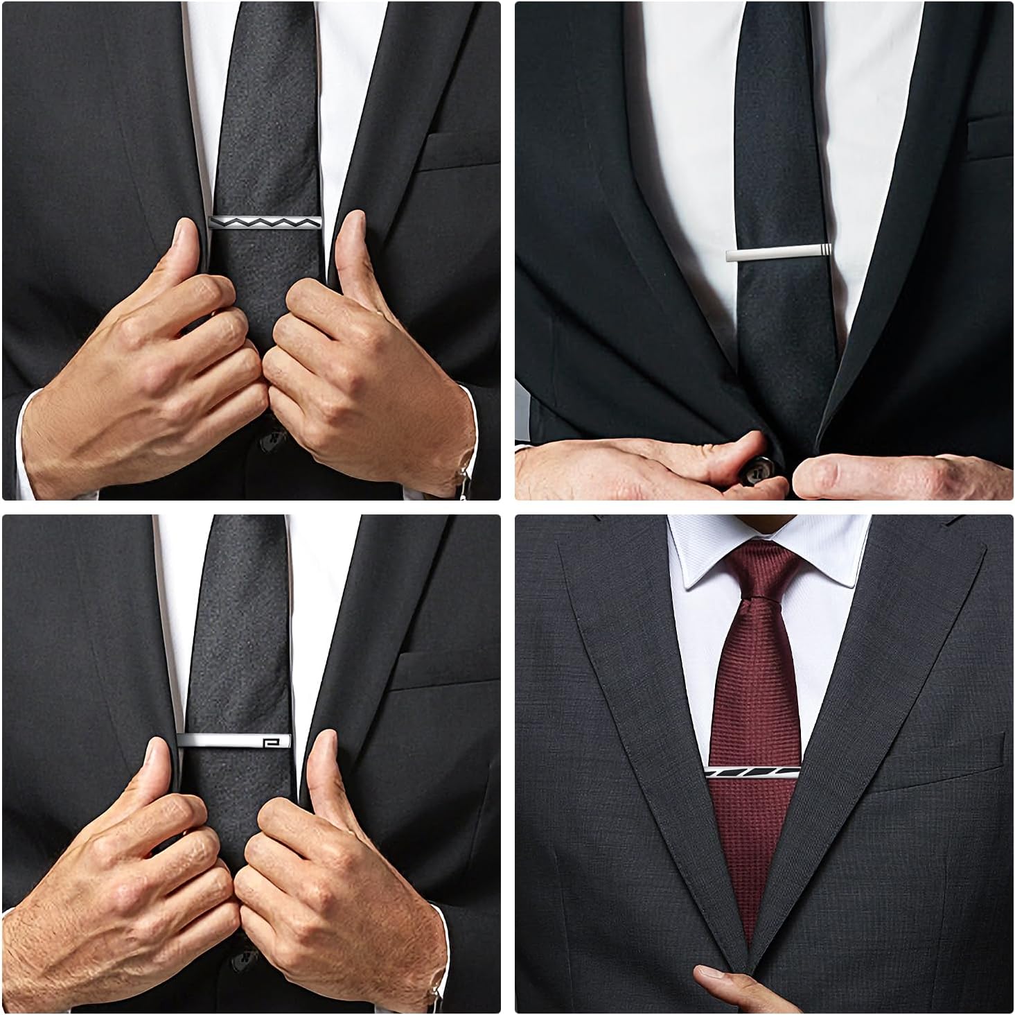 Wynameleri Tie Bars Clips Set 8 Packs Business Shirt Necktie Pin Clip for Men