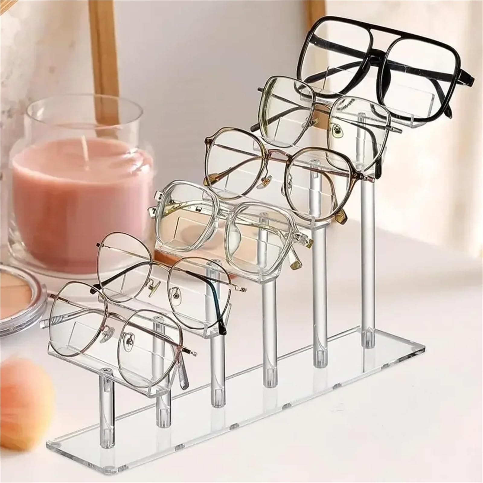 Porta Occhiali Il espositore for Occhiali da Sole con Scala for Tavolo autonomo Multistrato Antiscivolo può Essere utilizzato nei Negozi di Ottica | Six-layer