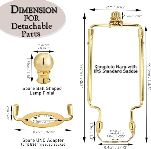 Miniatura 11 de Soporte de arpa de pantalla de lámpara de 7, 8, 9, 10 pulgadas, kit de arpa de lámpara ajustable, se adapta tanto a la barra de lámpara estándar