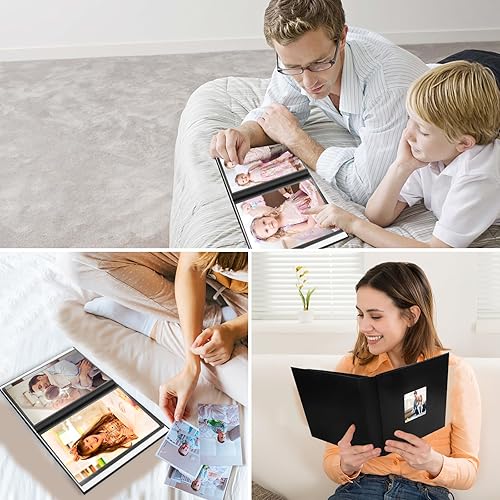 Miniatura 7 de Álbum de fotos pequeño de 5 x 7 con capacidad para 72 fotos, paquete de 2 unidades, álbum de fotos de 5 x 7 pulgadas, cubierta de cuero con ventana