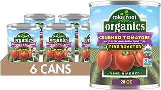 Take Root Organics Fire Roasted Organic Crushed Tomatoes, 28 oz Cans (Pack of 6) - Vine Ripened, Smoky Flavor, Non-GMO