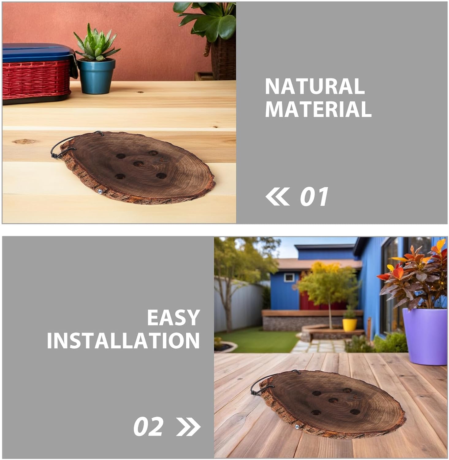 Kisangel 2pcs Solid Wood Wall Mounted Fern Mounting Boards 15x30cm Vertical Plant Holders for Indoor Garden Wall Decor and Orchid Display