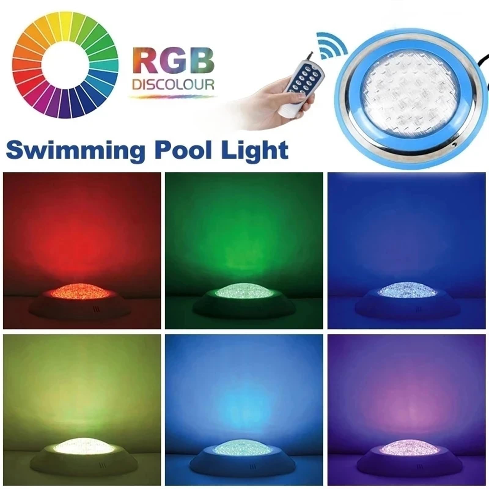 EDEDE Luci Piscina, Luce for Piscina a LED IP68 in Acciaio Inox 6W 9W 24W 36w 54W Lampade Impermeabili Blu Luci subacquee AC12V Lampada for Piscina RGB(RGB with R-F,24W)