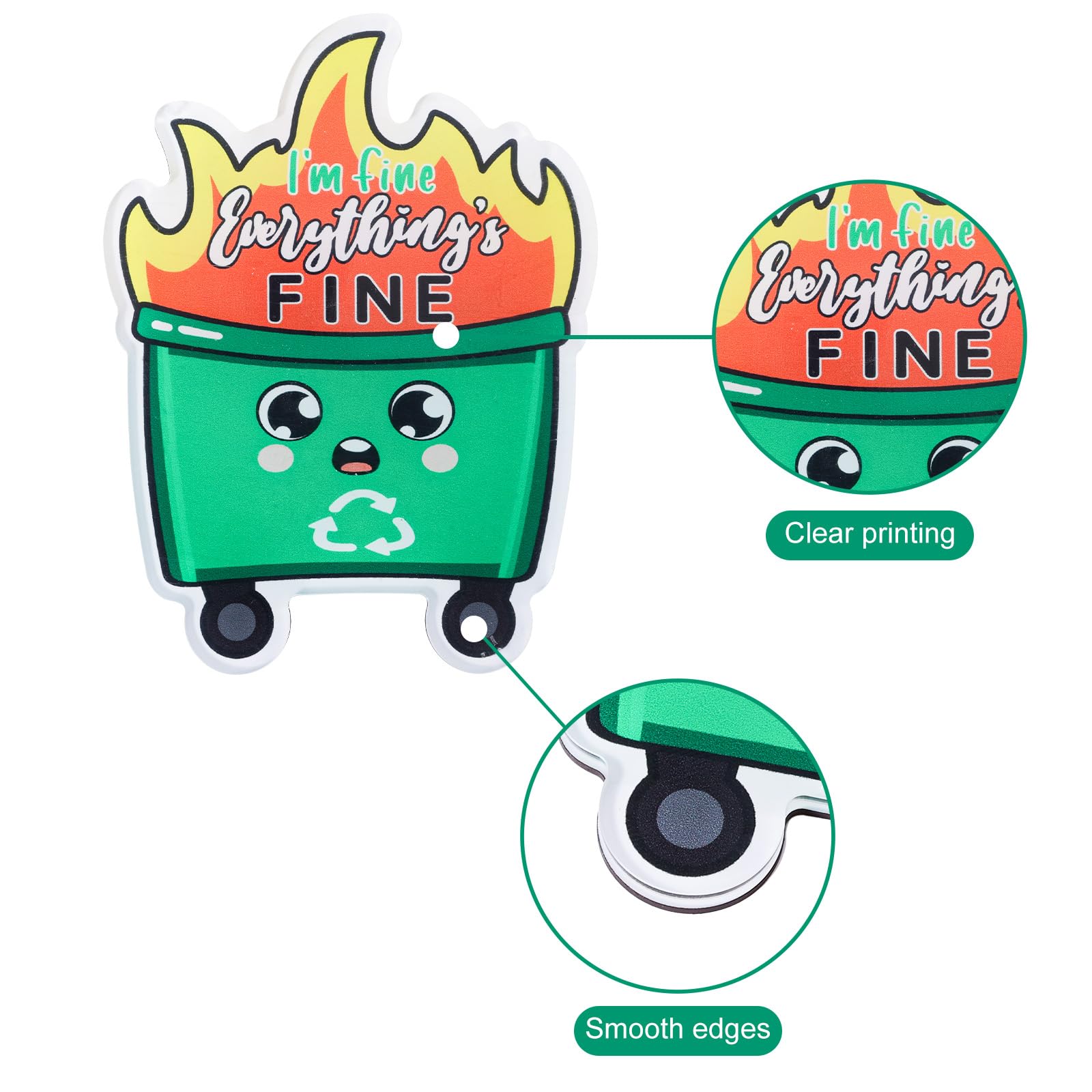2pcs Dumpster Fire Fridge Magnet, Emotional Dumpster Fire Support Ornament Cute Dumpster Fire Magnet Funny Magnets for Fridge Desk Accessories Inspirational Gift for Friends Colleagues - Image 4