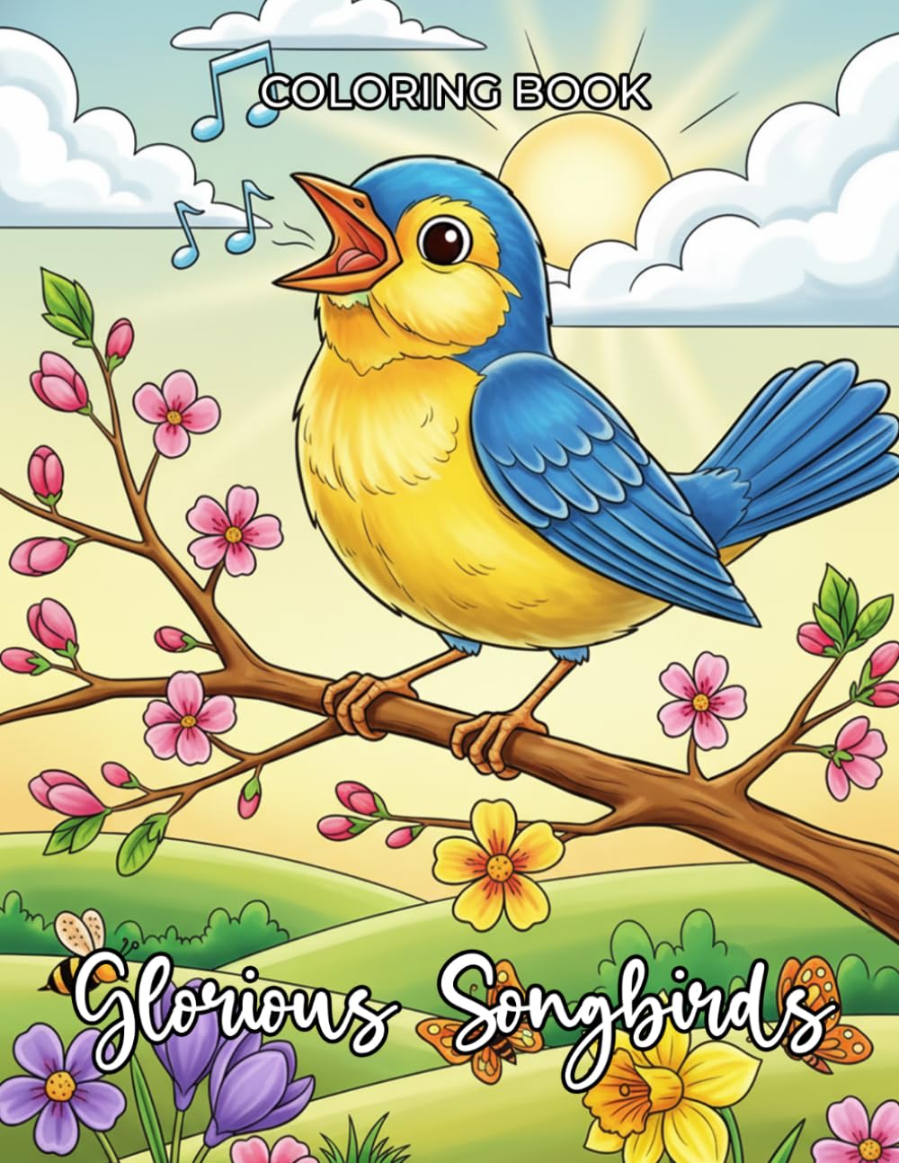 Glorious Songbirds Coloring Book: Immerse Yourself in Nature with Vibrant Songbirds and Peaceful Forest Scenes