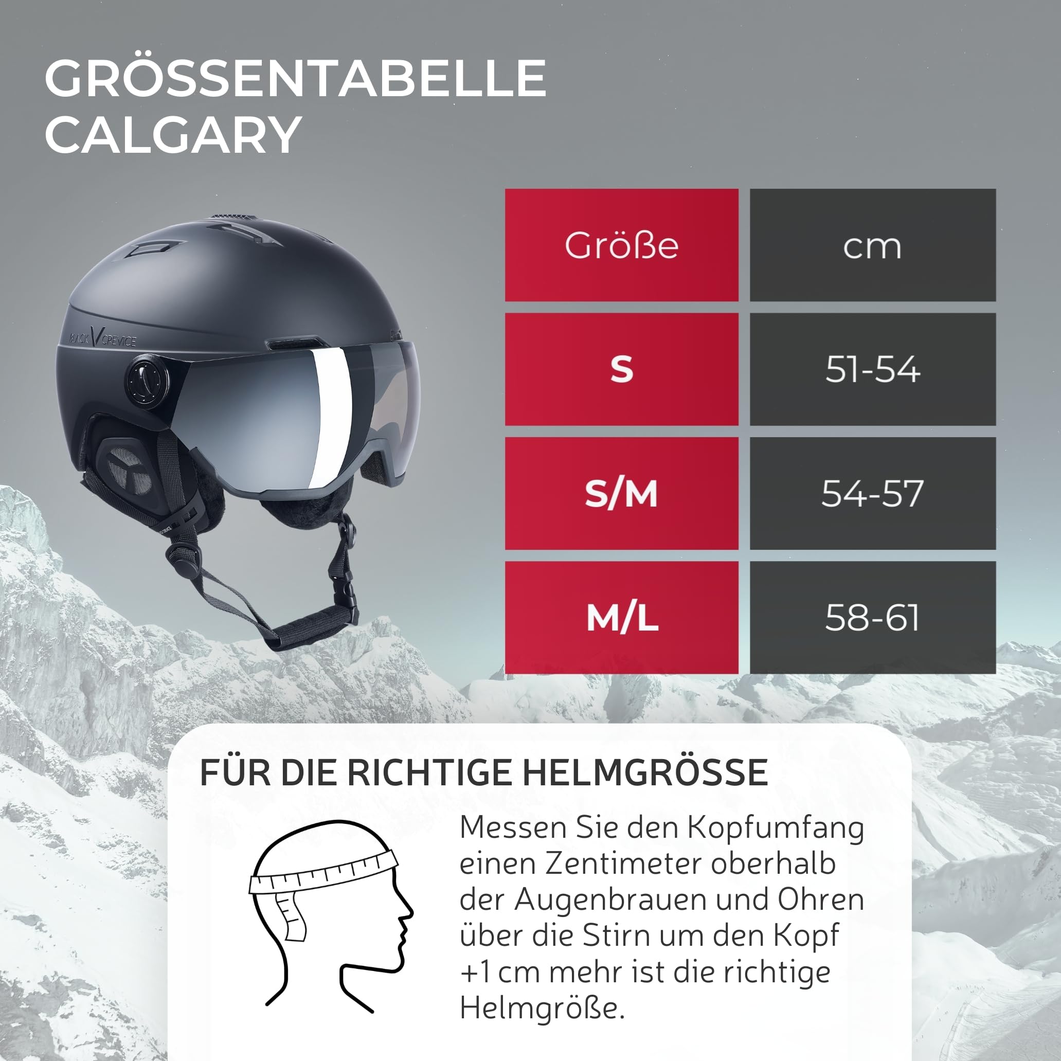 Black Crevice Skihelm Calgary I Skihelm mit Visier im Pilotenstyle I Skihelm Herren & Damen I Skihelm aus Polycarbonat I Atmungsaktiver Ski-Helm I Größenverstellbar