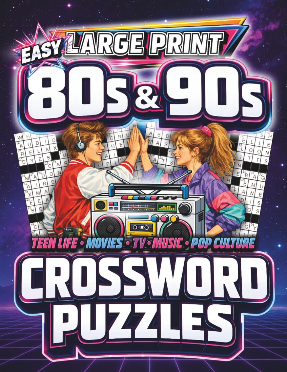 Easy Large Print 80s & 90s Crossword Puzzle Book for Adults & Seniors: 50 Nostalgic Crosswords Inspired by Movies, TV & Music – A Perfect Nostalgia Gift for Retro Fans